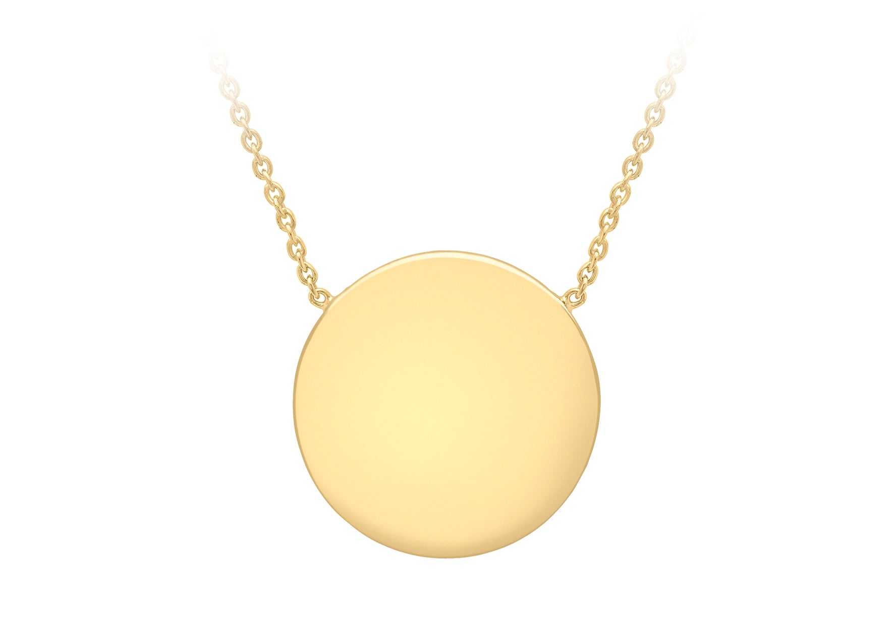 9ct Yellow Gold plain disc with chain