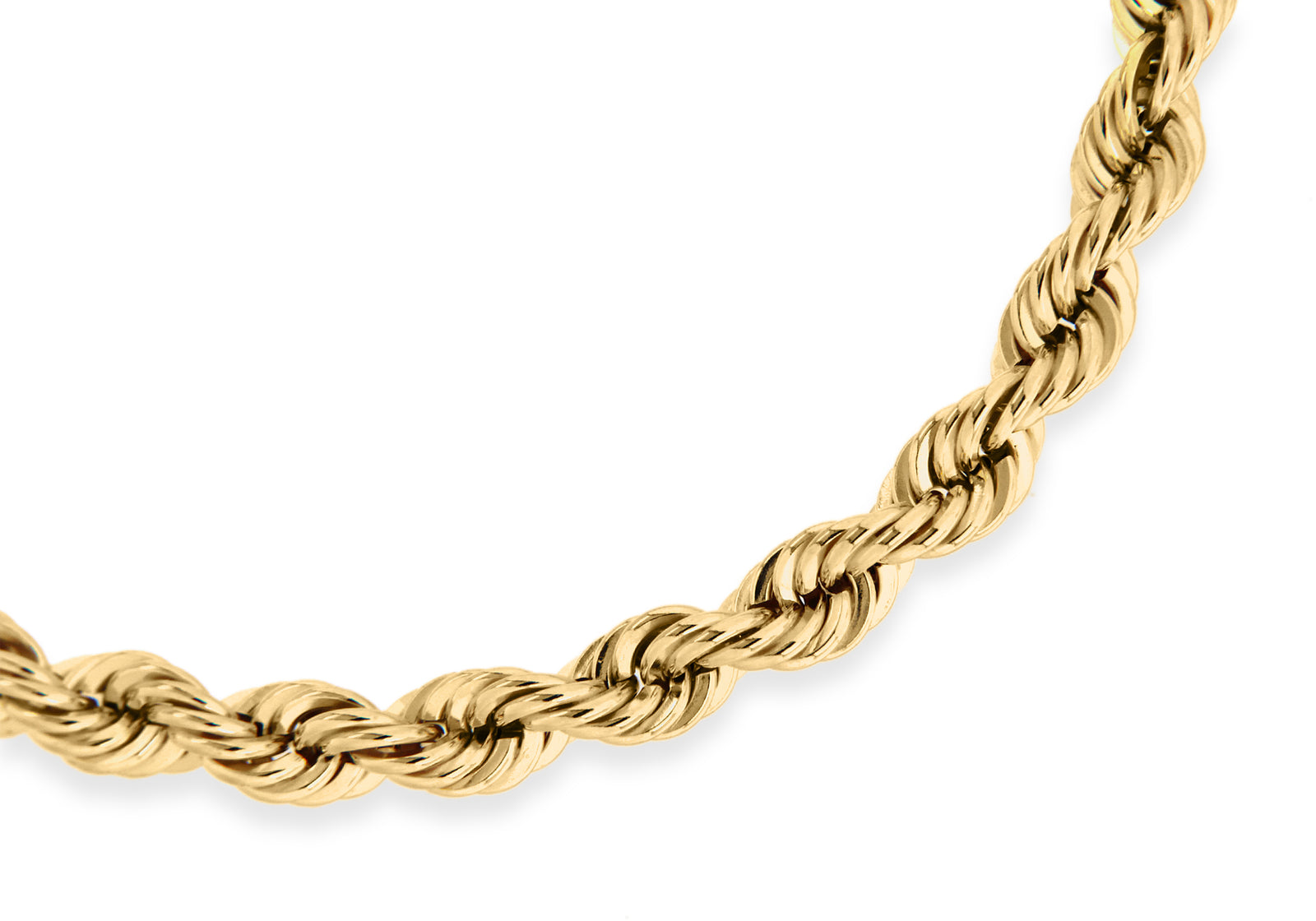 9ct Yellow Gold Hollow 4mm Rope Chain Bracelet