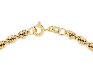 9ct Yellow Gold Hollow 4mm Rope Chain Bracelet