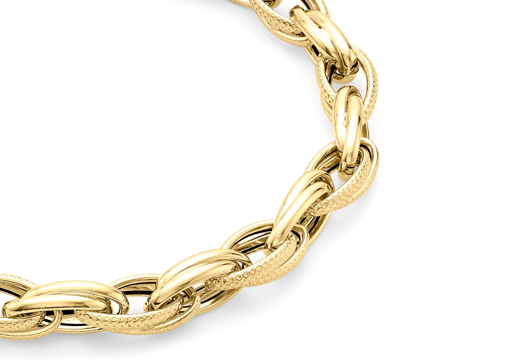 9ct Yellow Gold Textured Link Chunky Bracelet