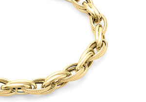 9ct Yellow Gold Textured Link Chunky Bracelet