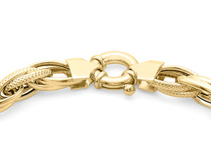9ct Yellow Gold Textured Link Chunky Bracelet