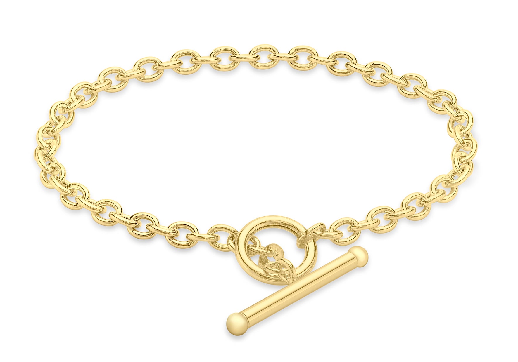9ct Yellow Gold T-bar Oval Belcher Bracelet