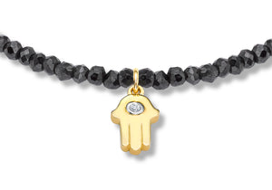 Black Spinel and Gold Hamsa Diamond Bracelet
