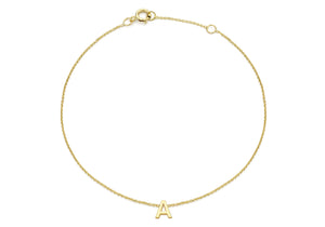 9ct Yellow Gold Plain Single A Initial Bracelet