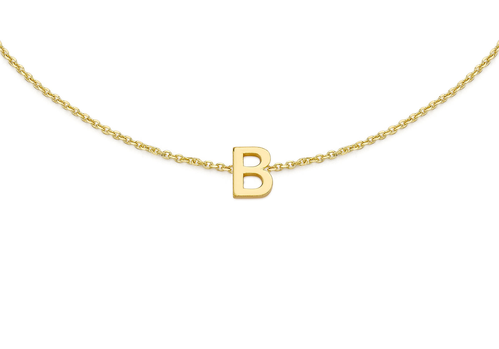 9ct Yellow Gold Plain Single B Initial Bracelet