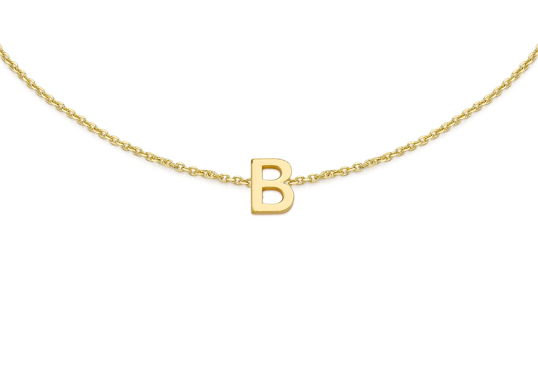 9ct Yellow Gold Plain Single B Initial Bracelet