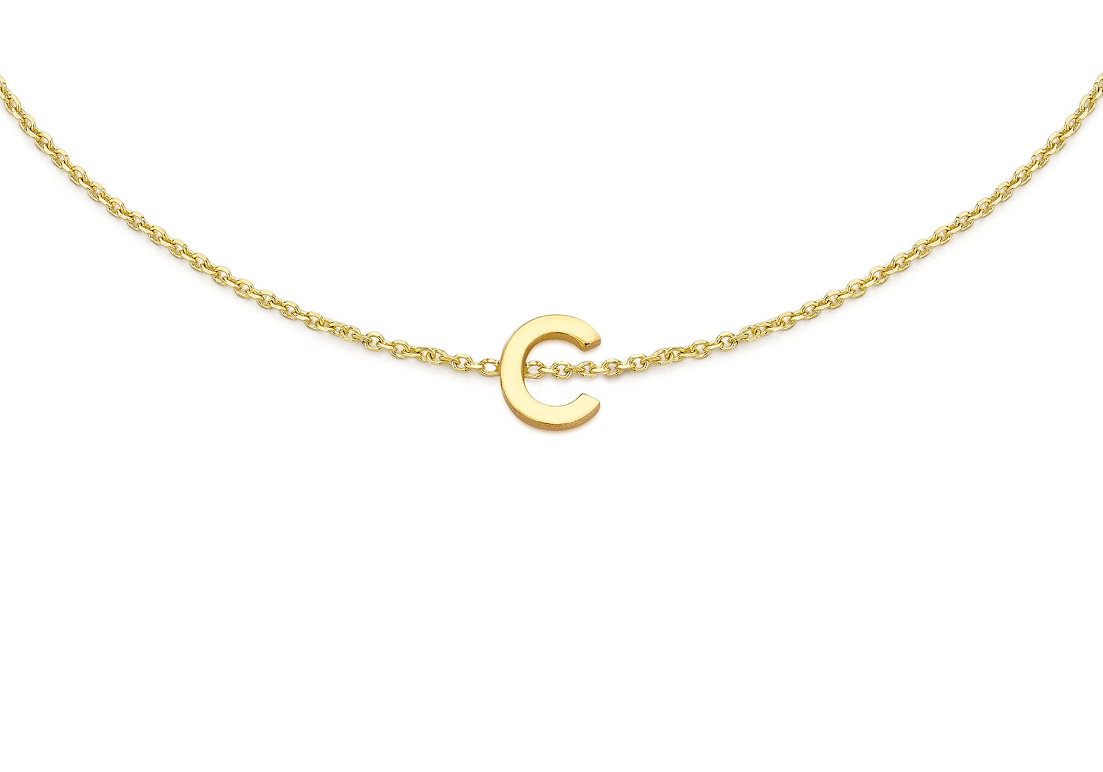 9ct Yellow Gold Plain Single C Initial Bracelet