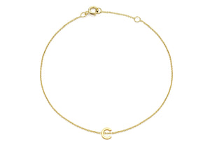 9ct Yellow Gold Plain Single C Initial Bracelet