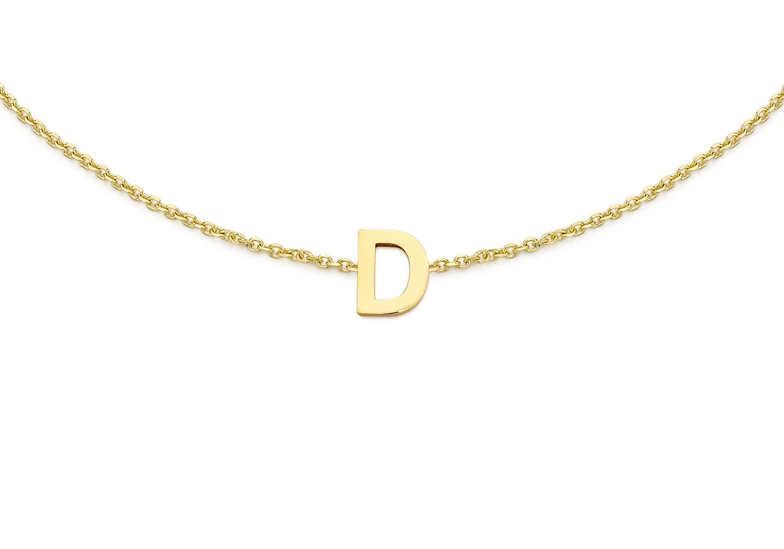 9ct Yellow Gold Plain Single D Initial Bracelet