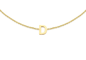 9ct Yellow Gold Plain Single D Initial Bracelet