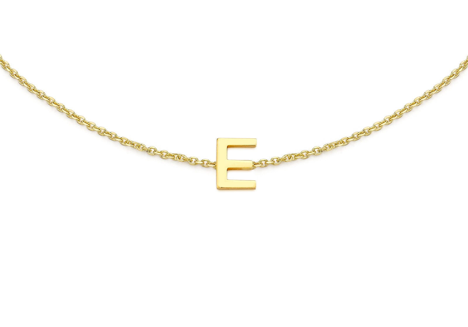9ct Yellow Gold Plain Single E Initial Bracelet