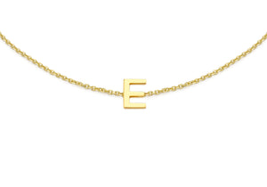 9ct Yellow Gold Plain Single E Initial Bracelet