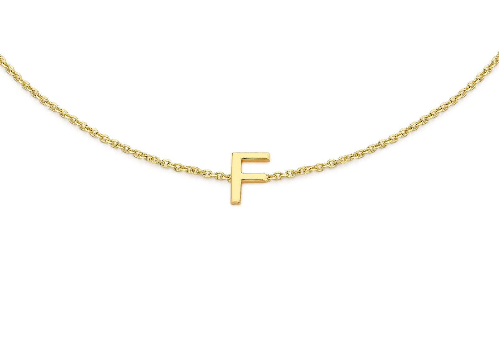 9ct Yellow Gold Plain Single F Initial Bracelet