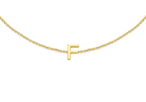 9ct Yellow Gold Plain Single F Initial Bracelet