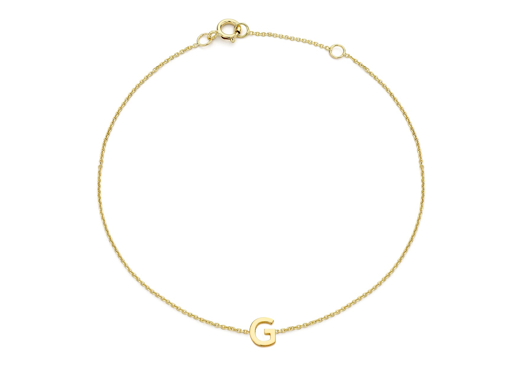 9ct Yellow Gold Plain Single G Initial Bracelet