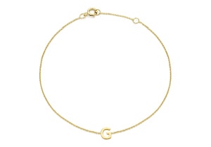 9ct Yellow Gold Plain Single G Initial Bracelet