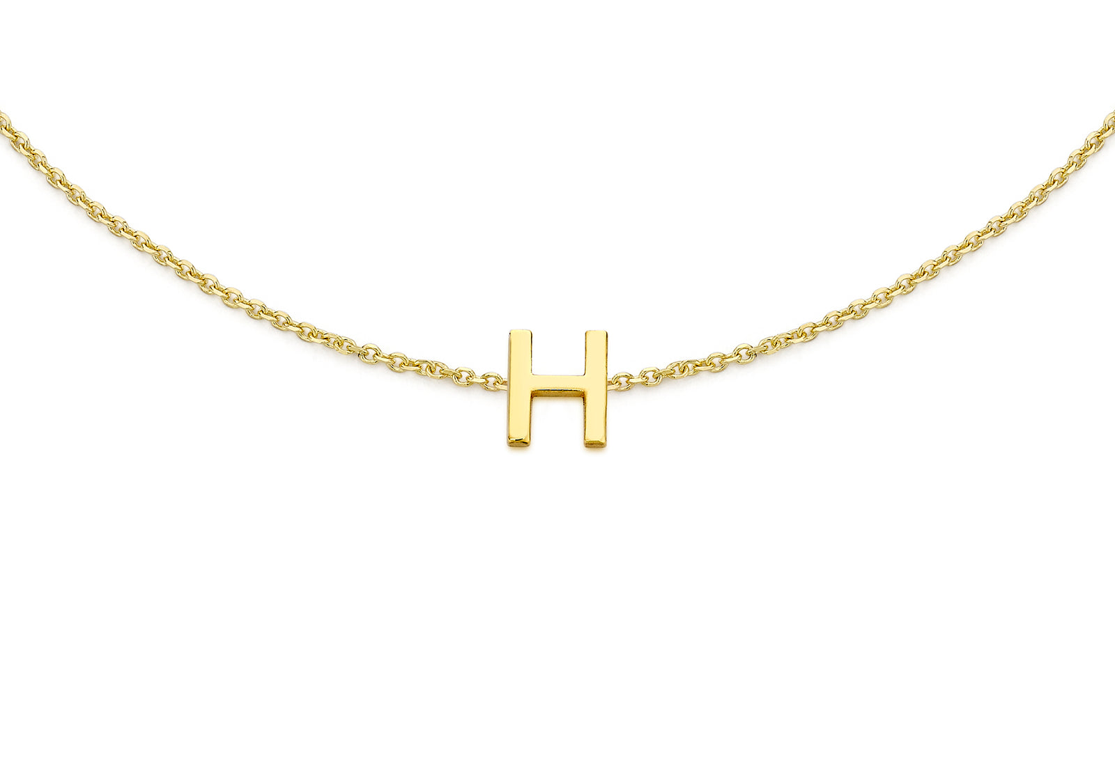 9ct Yellow Gold Plain Single H Initial Bracelet