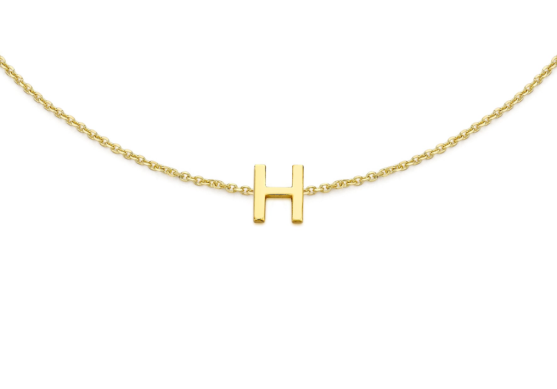 9ct Yellow Gold Plain Single H Initial Bracelet