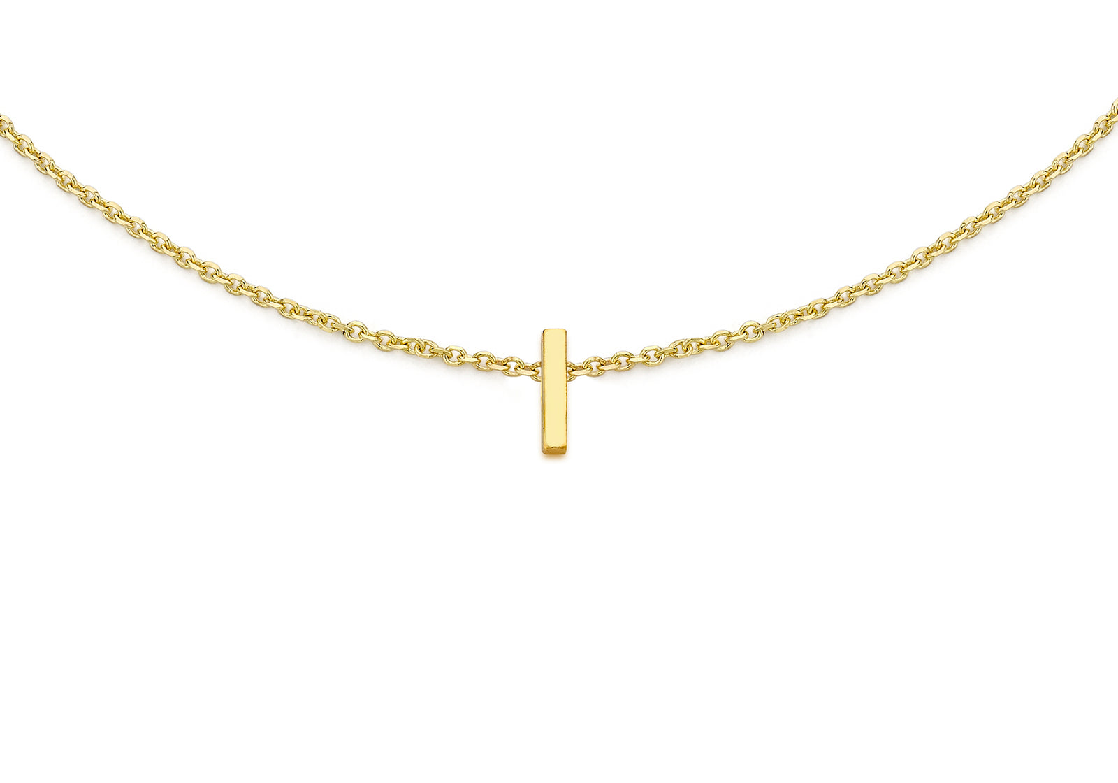 9ct Yellow Gold Plain Single I Initial Bracelet