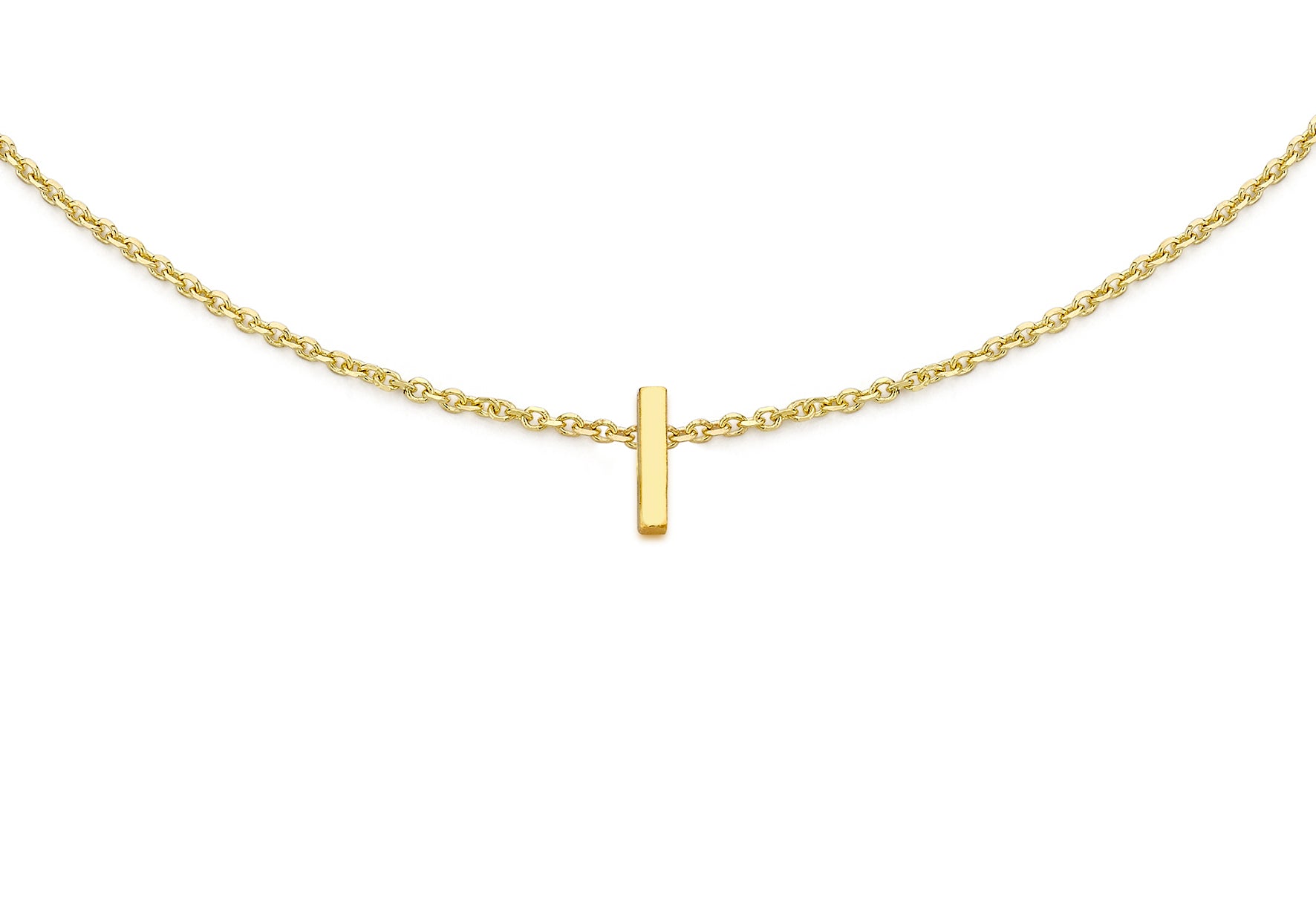 9ct Yellow Gold Plain Single I Initial Bracelet