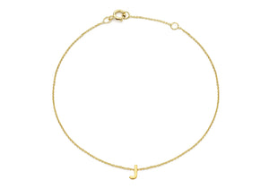 9ct Yellow Gold Plain Single J Initial Bracelet