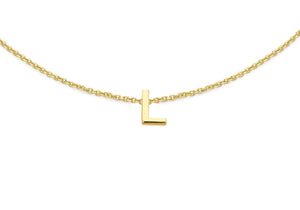 9ct Yellow Gold Plain Single L Initial Bracelet