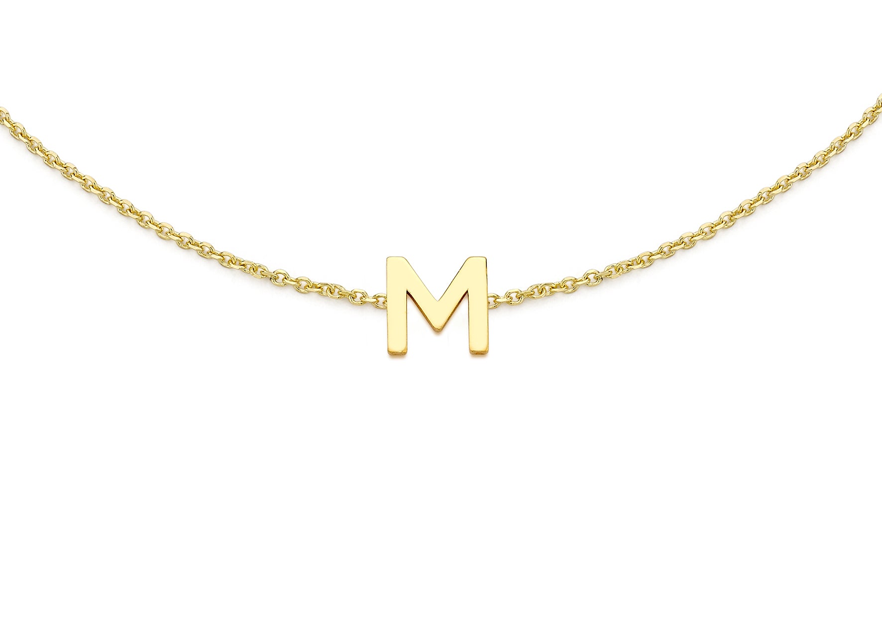 9ct Yellow Gold Plain Single M Initial Bracelet