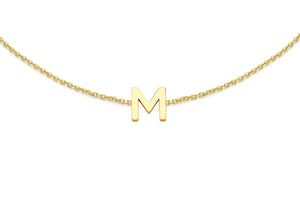 9ct Yellow Gold Plain Single M Initial Bracelet