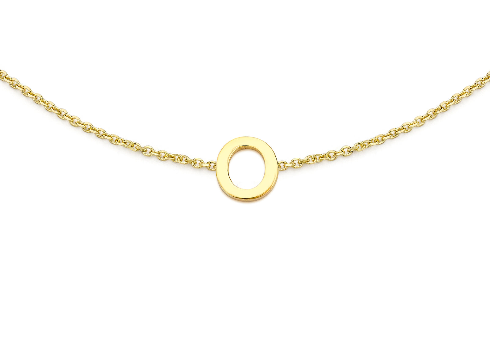 9ct Yellow Gold Plain Single O Initial Bracelet
