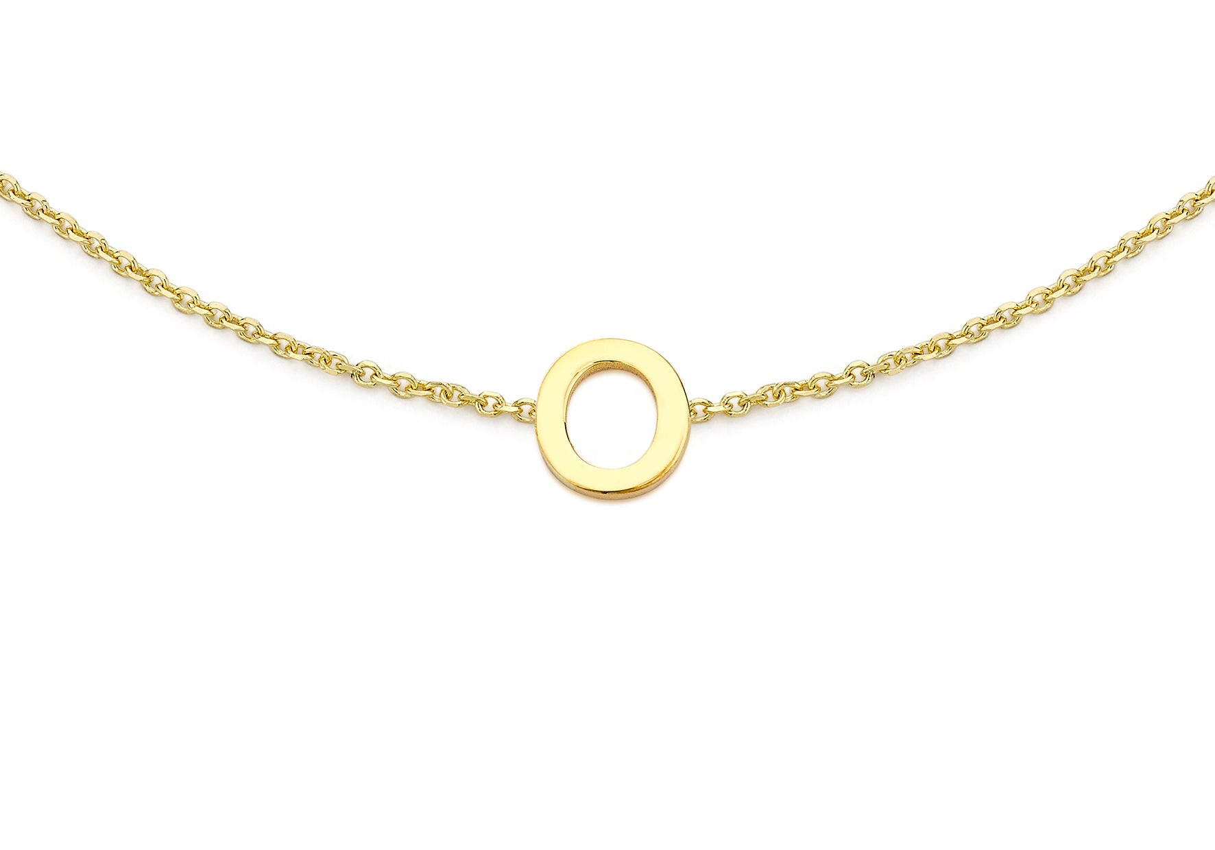 9ct Yellow Gold Plain Single O Initial Bracelet