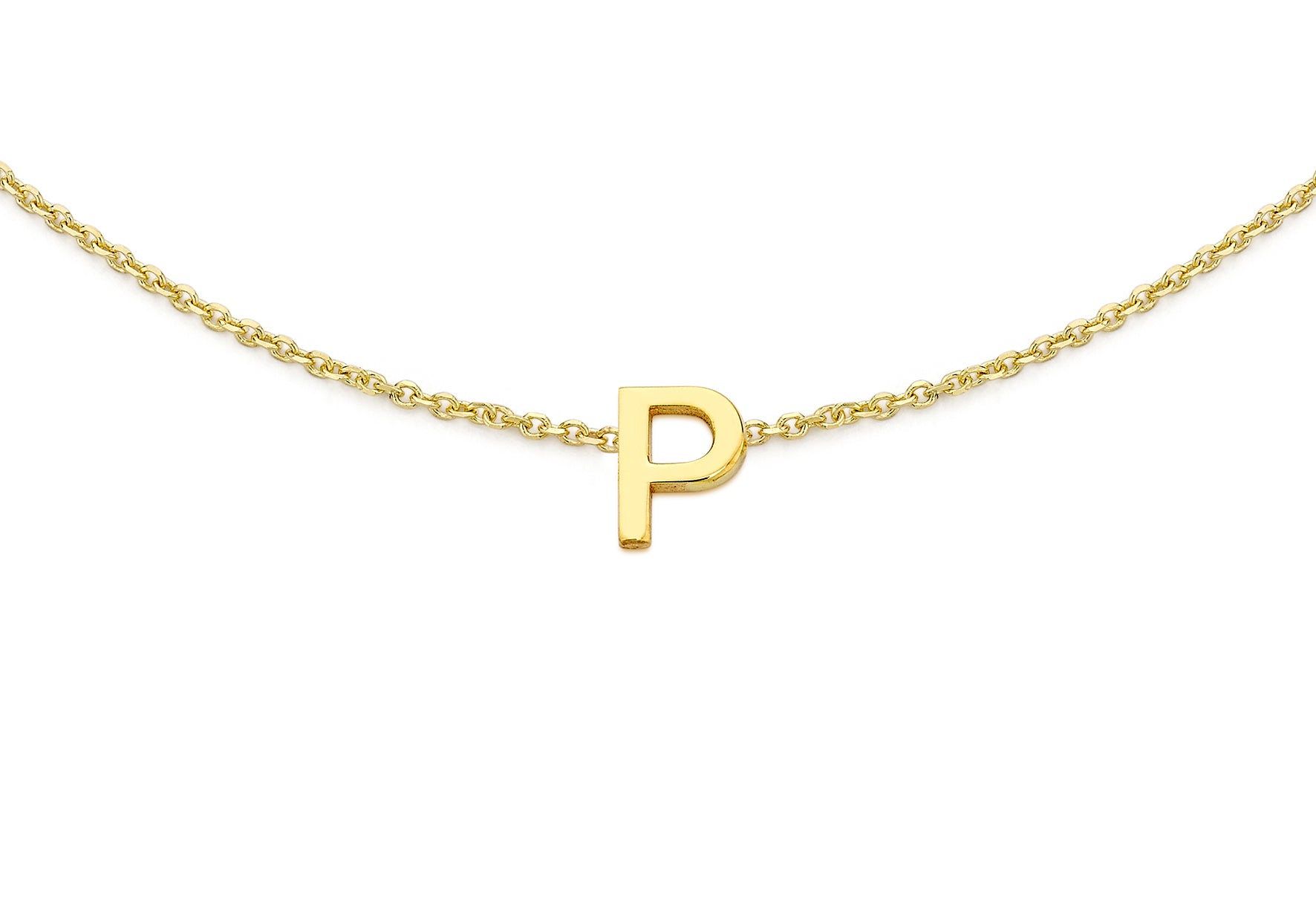 9ct Yellow Gold Plain Single P Initial Bracelet