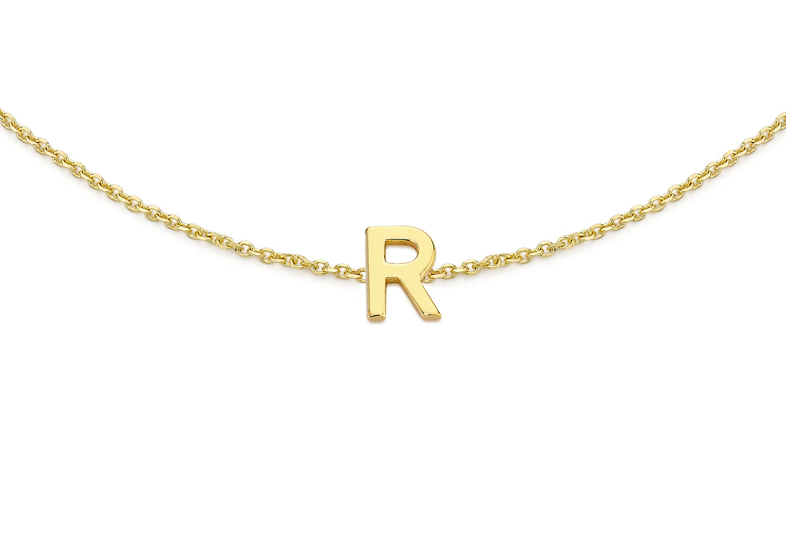 9ct Yellow Gold Plain Single R Initial Bracelet