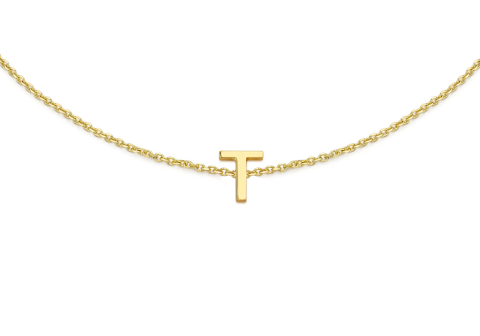 9ct Yellow Gold Plain Single T Initial Bracelet