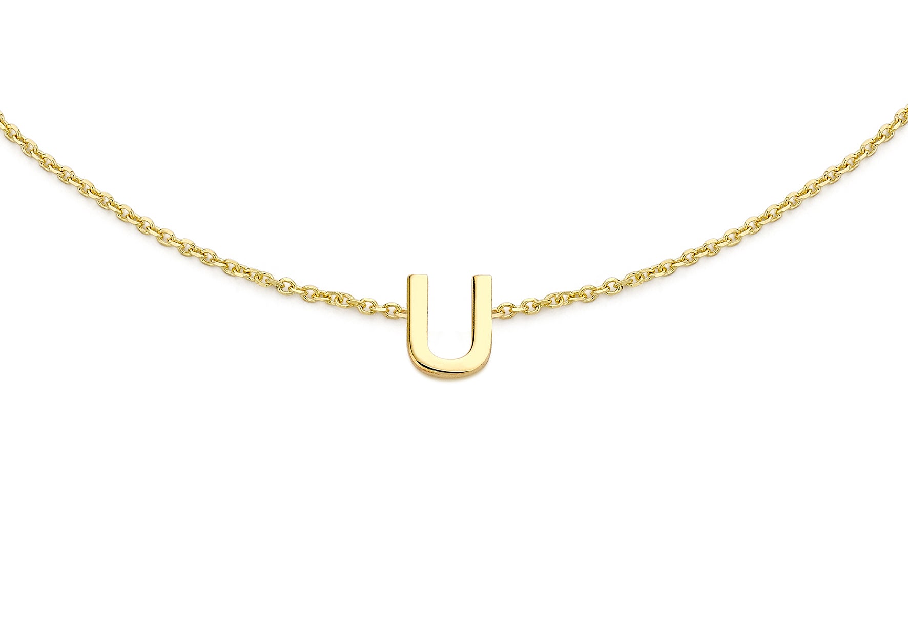 9ct Yellow Gold Plain Single U Initial Bracelet