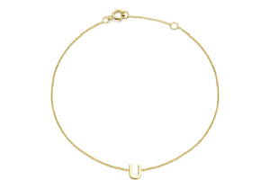 9ct Yellow Gold Plain Single U Initial Bracelet