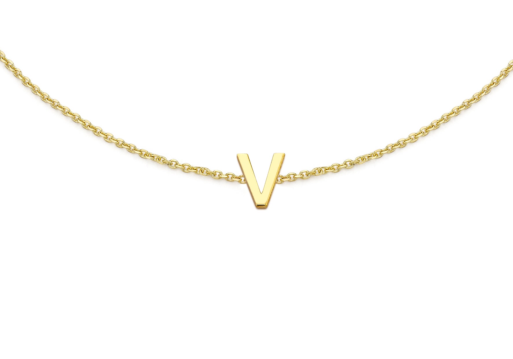 9ct Yellow Gold Plain Single V Initial Bracelet