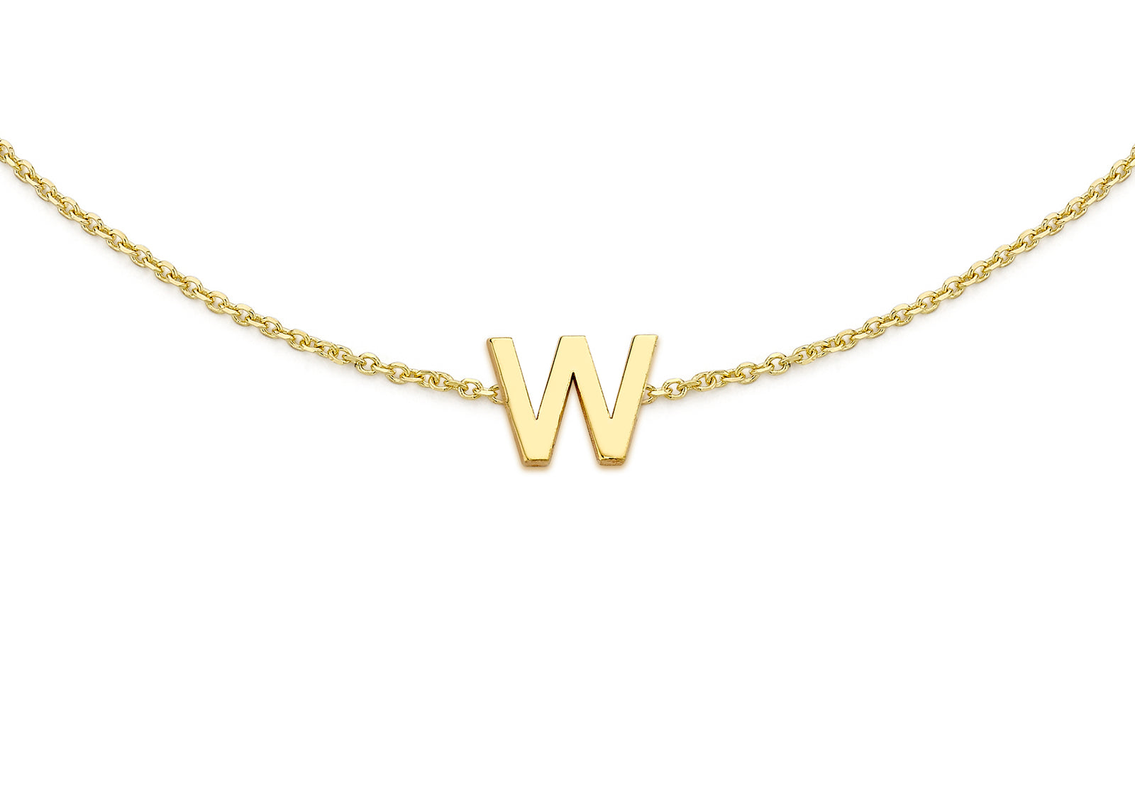9ct Yellow Gold Plain Single W Initial Bracelet