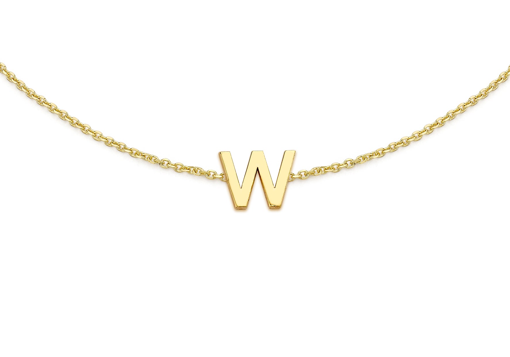 9ct Yellow Gold Plain Single W Initial Bracelet