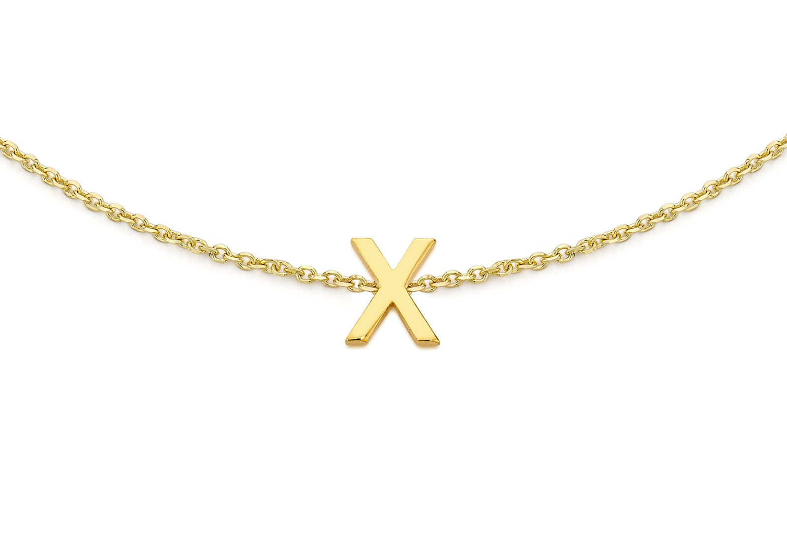 9ct Yellow Gold Plain Single X Initial Bracelet
