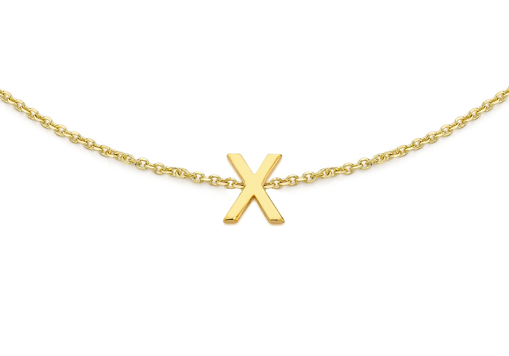 9ct Yellow Gold Plain Single X Initial Bracelet