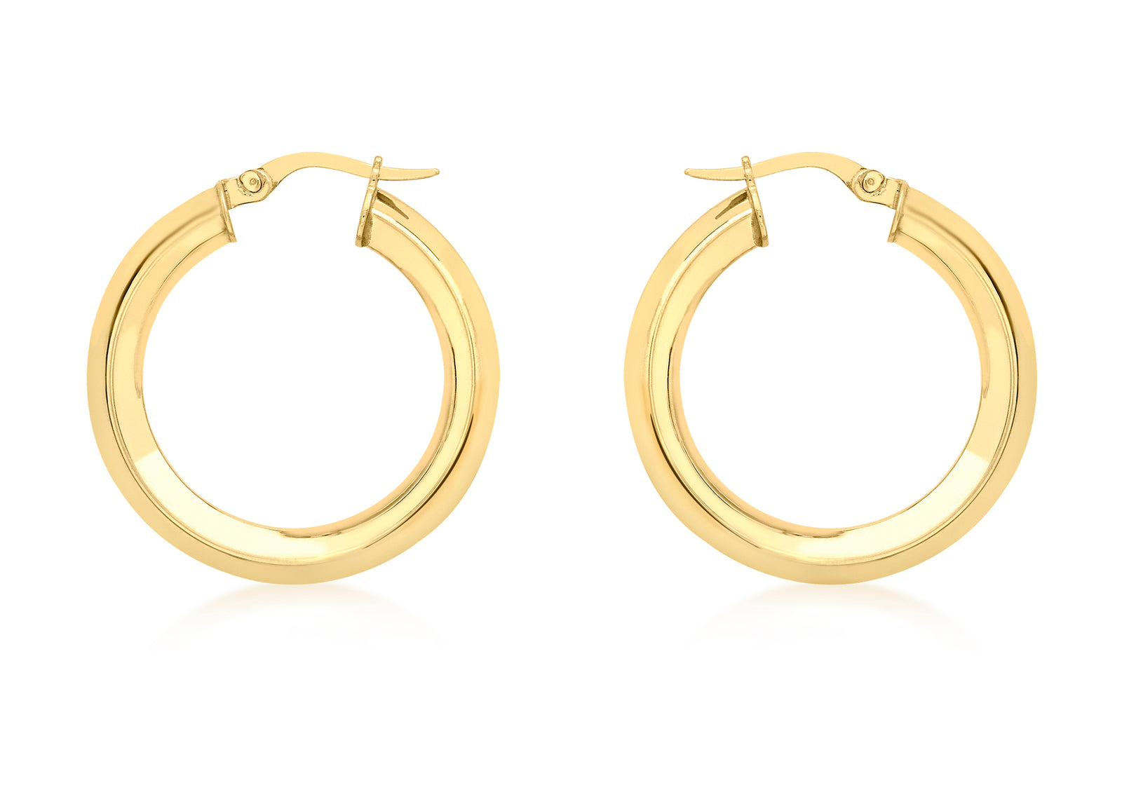 9ct Gold Square Tube Chunky Large Creole Earrings