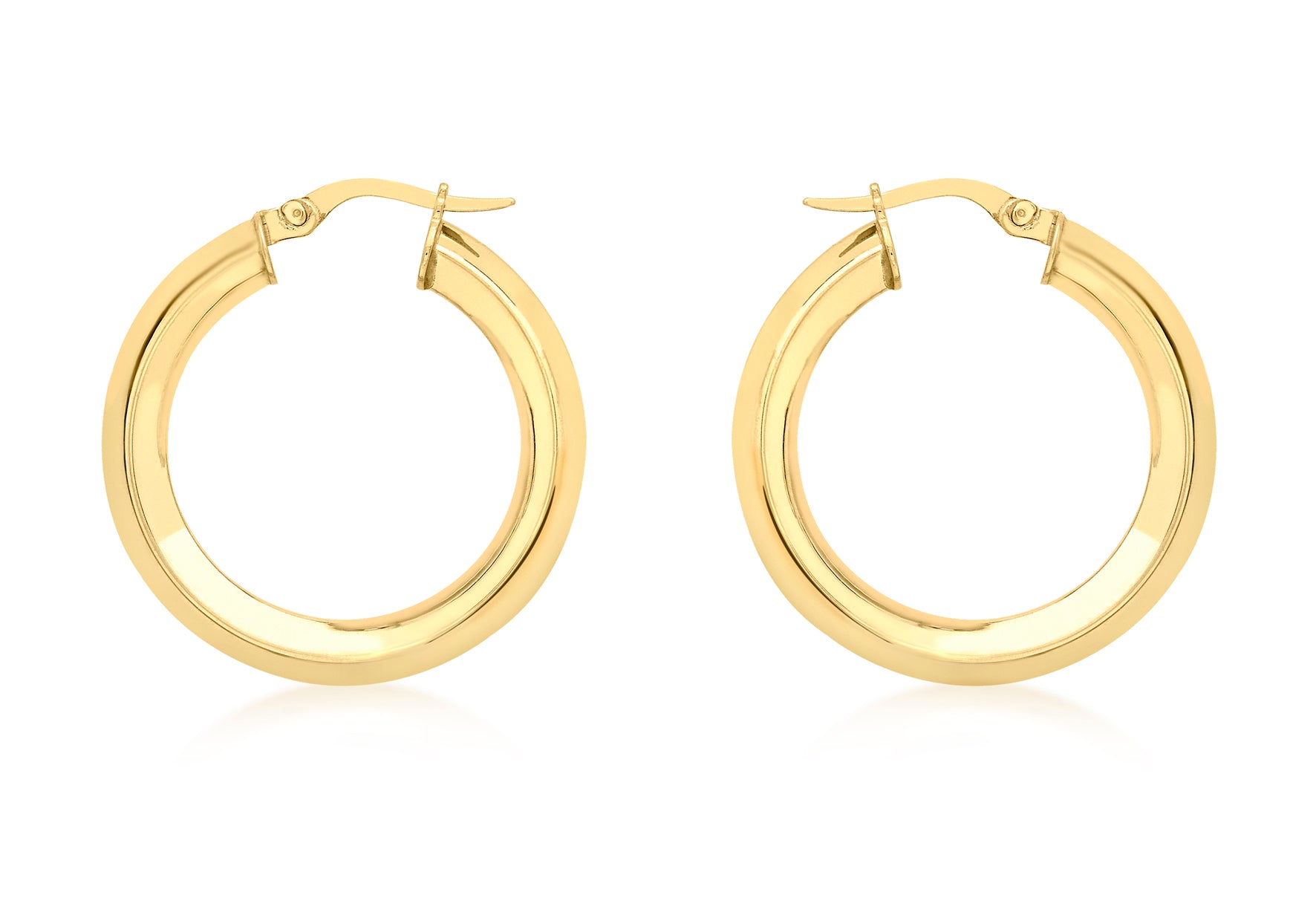 9ct Gold Square Tube Chunky Large Creole Earrings