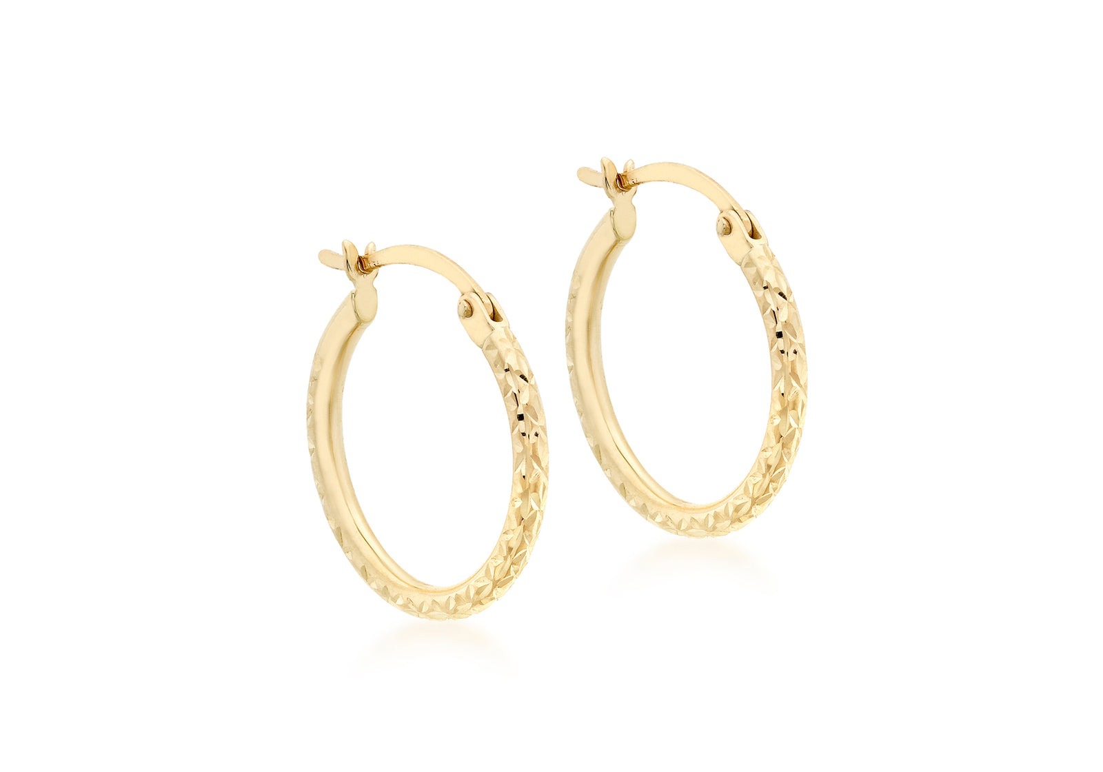 9ct Gold Diamond Cut 18mm Creole Hoop Earrings