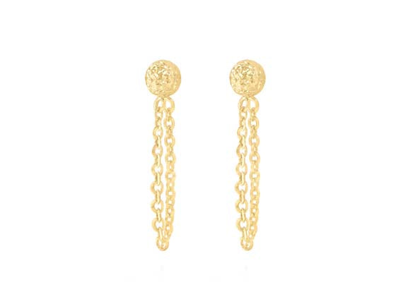 9ct Yellow Gold Stud Earrings with Drop Chain