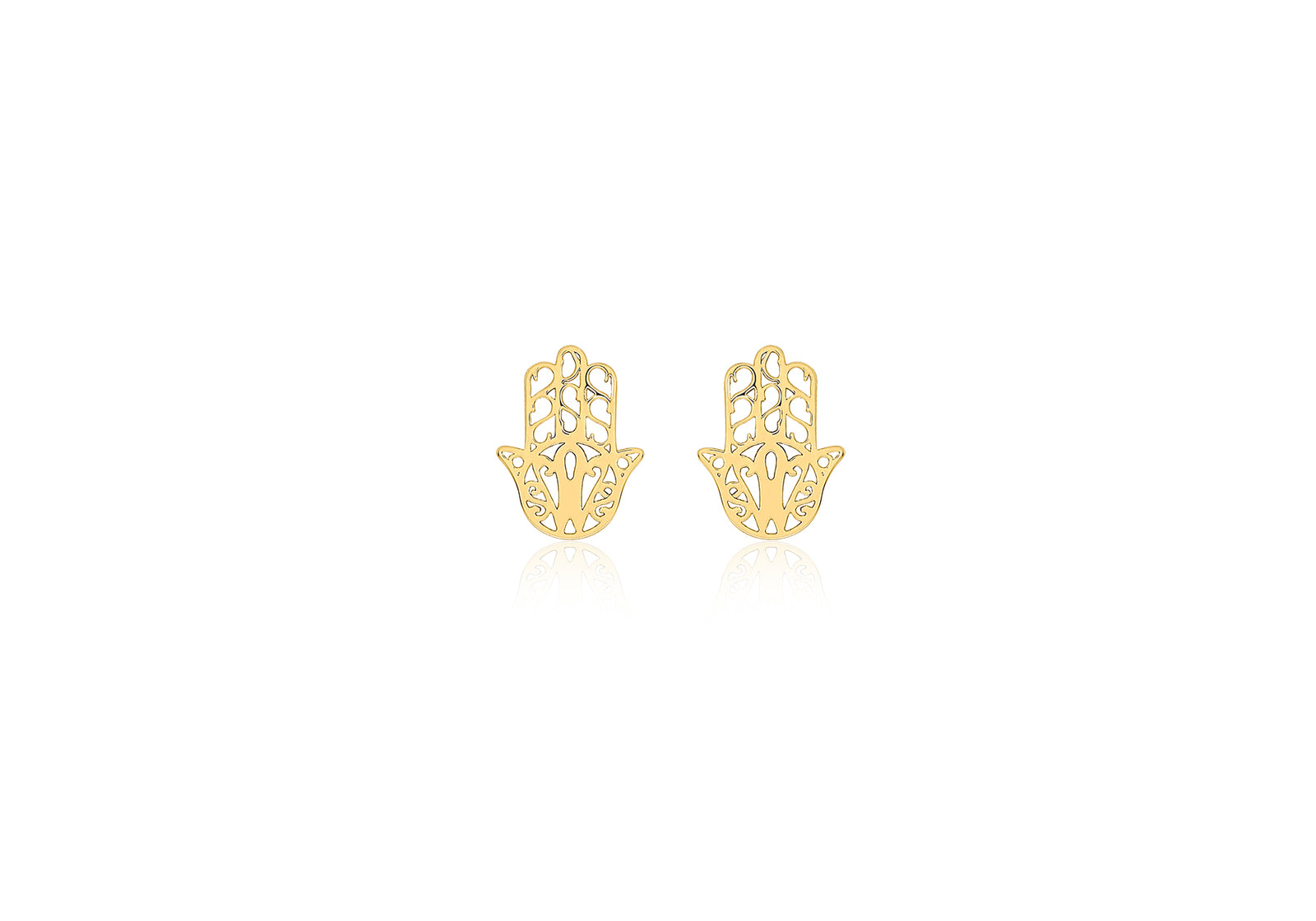 9ct Yellow Gold Filigree Hamsa Stud Earring