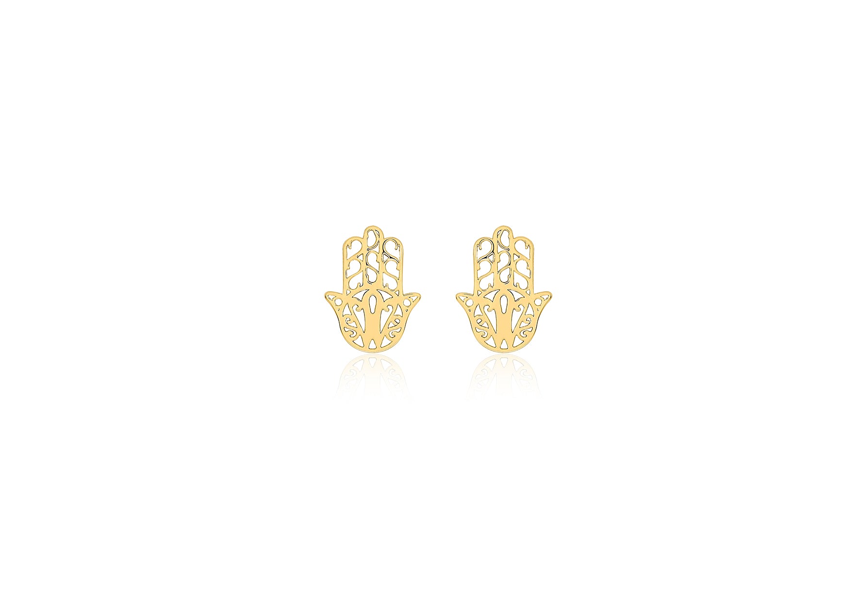 9ct Yellow Gold Filigree Hamsa Stud Earring