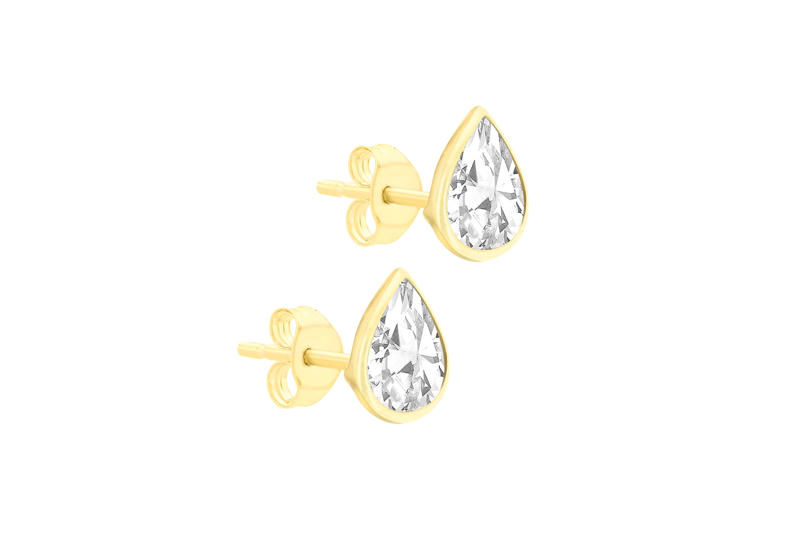 9ct Yellow Gold Cubic Zirconia Pear Shape Stud