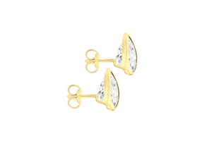 9ct Yellow Gold Cubic Zirconia Pear Shape Stud