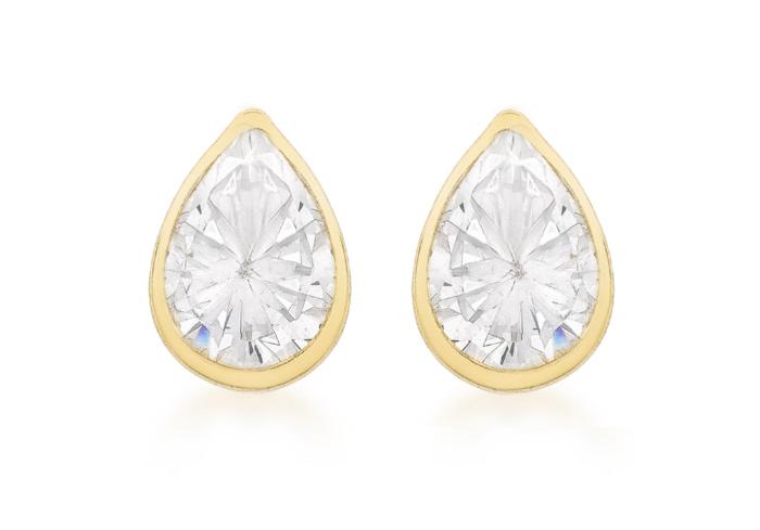9ct Yellow Gold Cubic Zirconia Pear Shape Stud